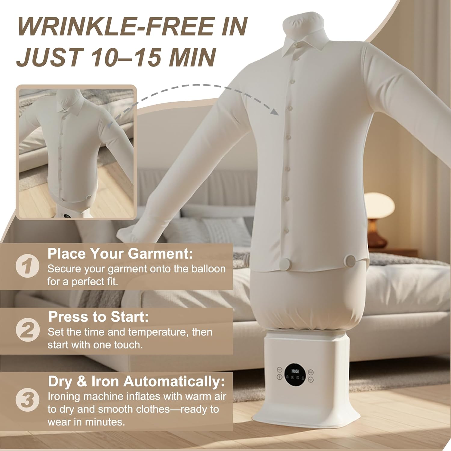 Automatic Garment Steamer and Dryer — 3-in-1, 1250W
