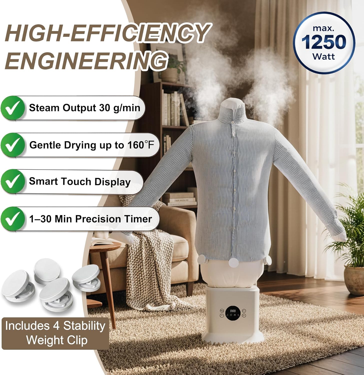 Automatic Garment Steamer and Dryer — 3-in-1, 1250W